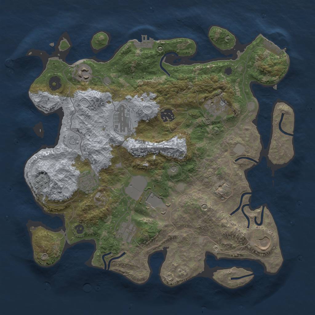 Rust Map: Procedural Map, Size: 3500, Seed: 5463777, 18 Monuments