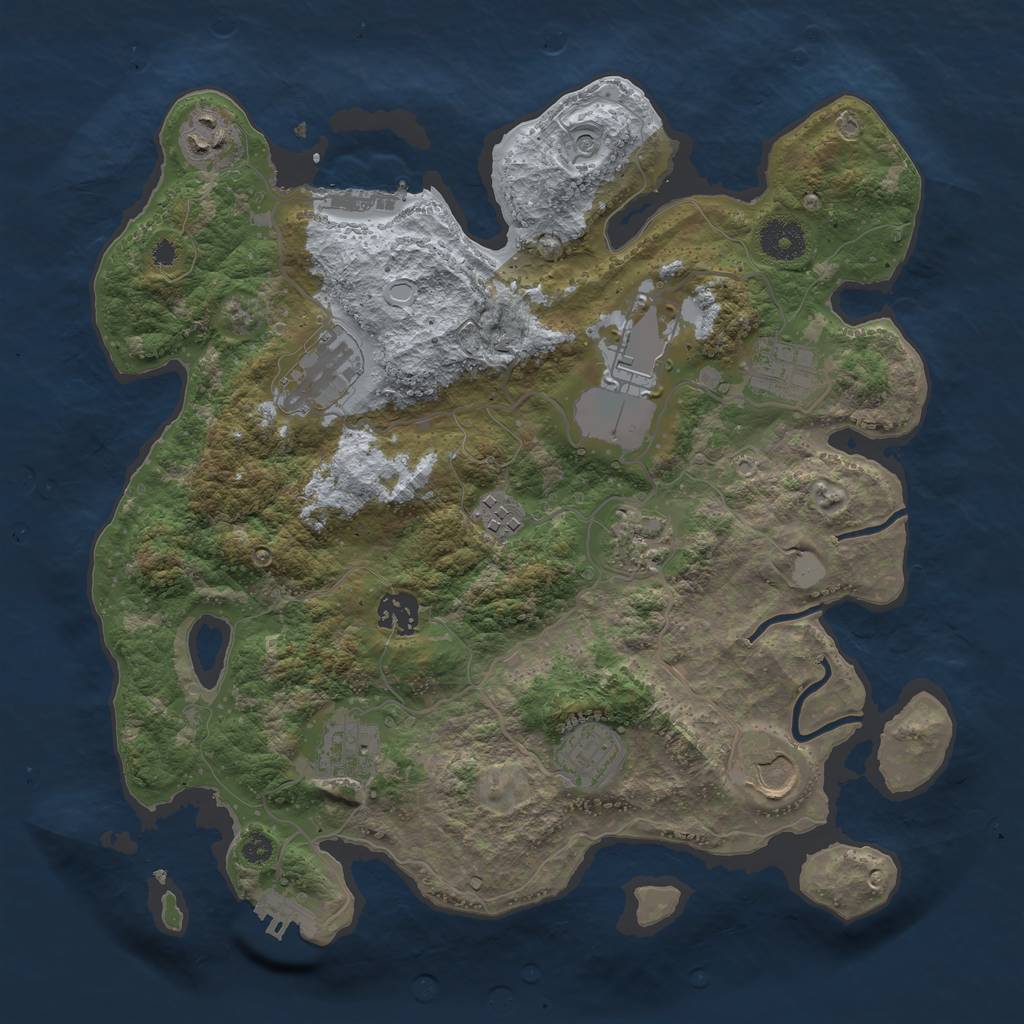 Rust Map: Procedural Map, Size: 3500, Seed: 569819436, 18 Monuments