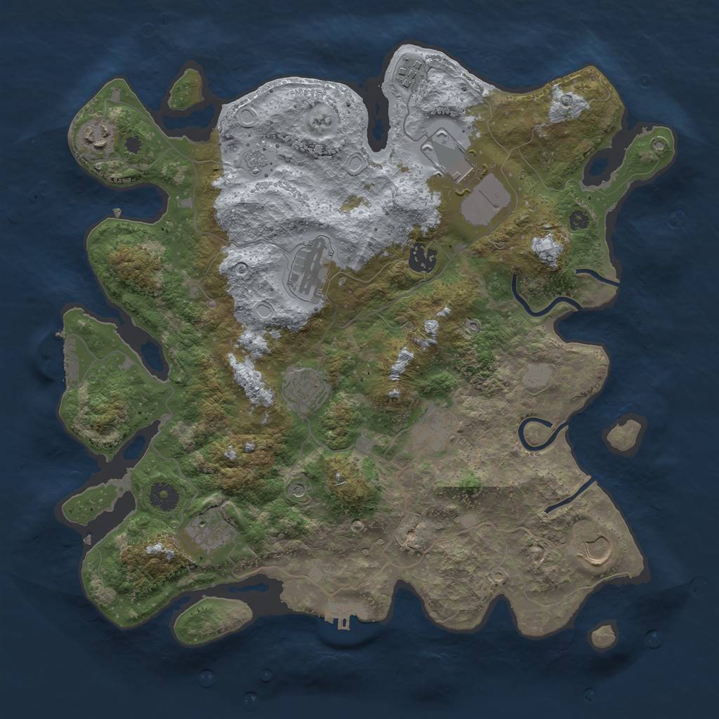Rust Map: Procedural Map, Size: 3700, Seed: 1816258098, 18 Monuments