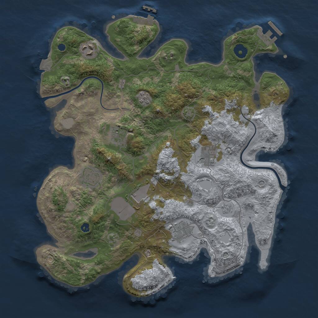 Rust Map: Procedural Map, Size: 3500, Seed: 93541918, 13 Monuments