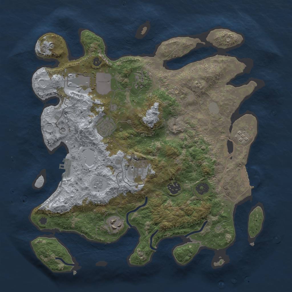 Rust Map: Procedural Map, Size: 3500, Seed: 899722, 16 Monuments