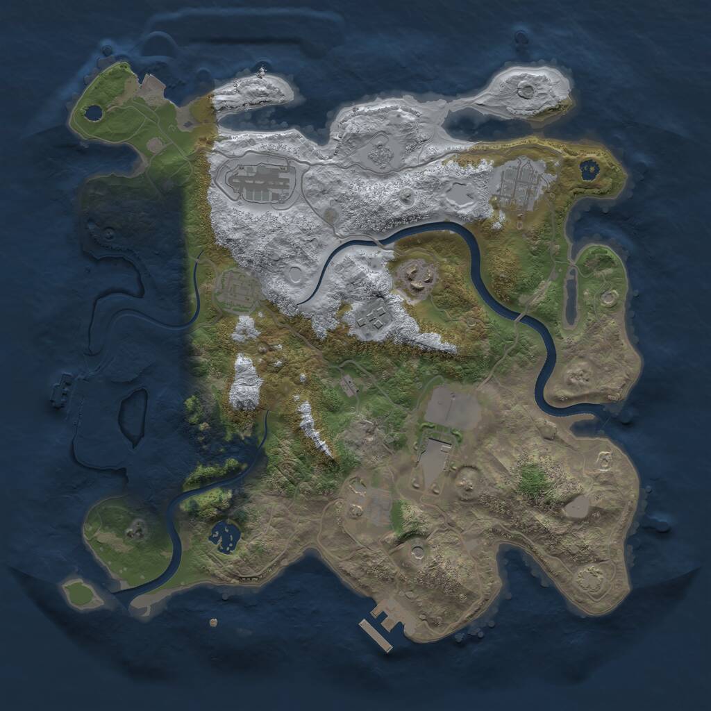 Rust Map: Procedural Map, Size: 3500, Seed: 74487482, 14 Monuments