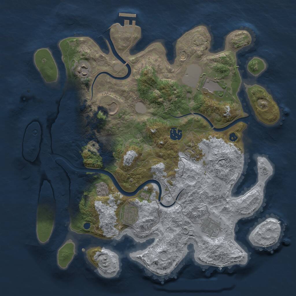 Rust Map: Procedural Map, Size: 3500, Seed: 5527962, 13 Monuments