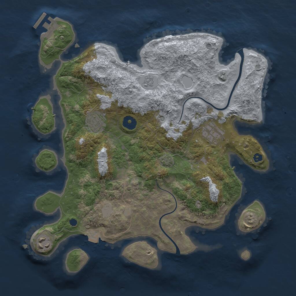 Rust Map: Procedural Map, Size: 3250, Seed: 1670698311, 8 Monuments