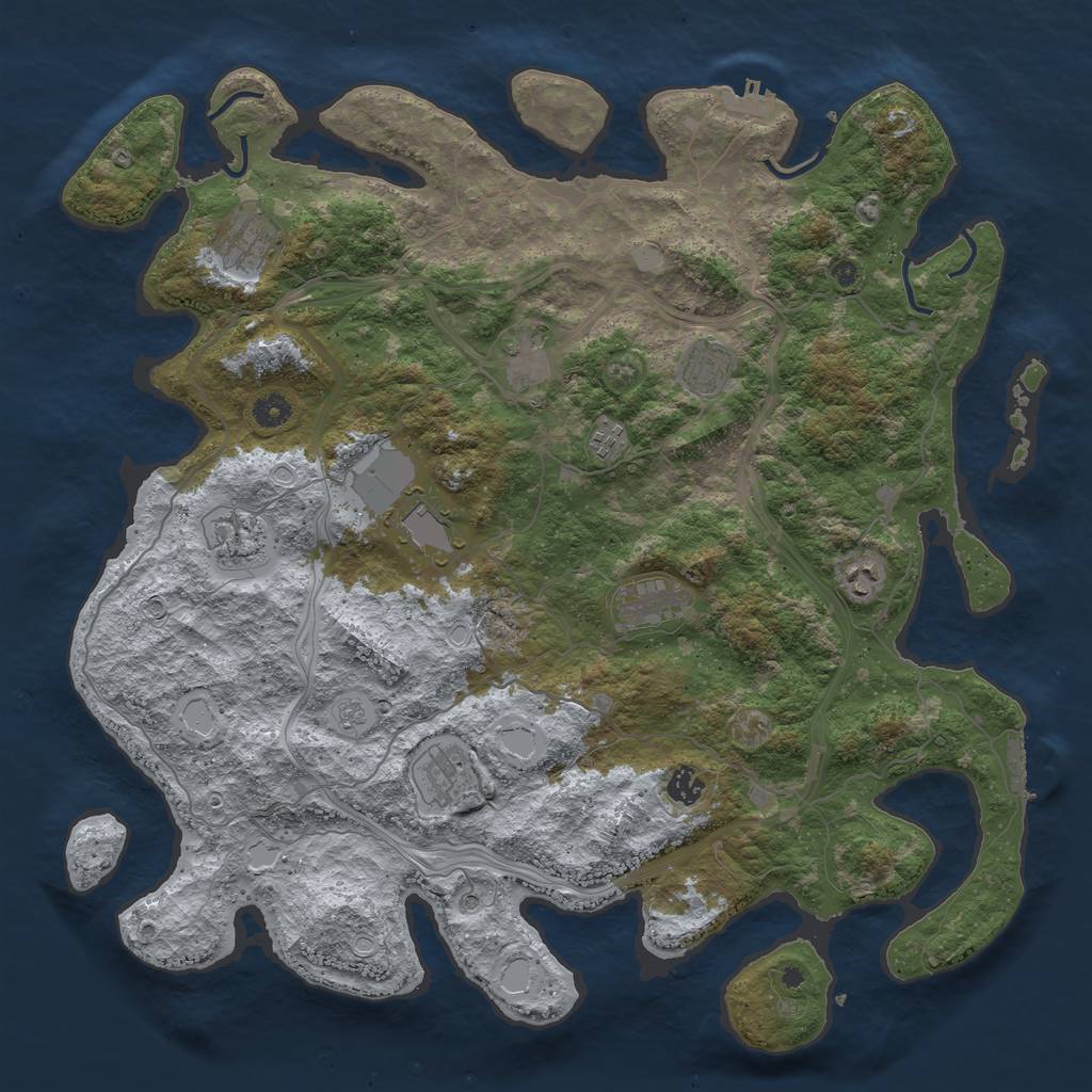 Rust Map: Procedural Map, Size: 4500, Seed: 1075270391, 19 Monuments