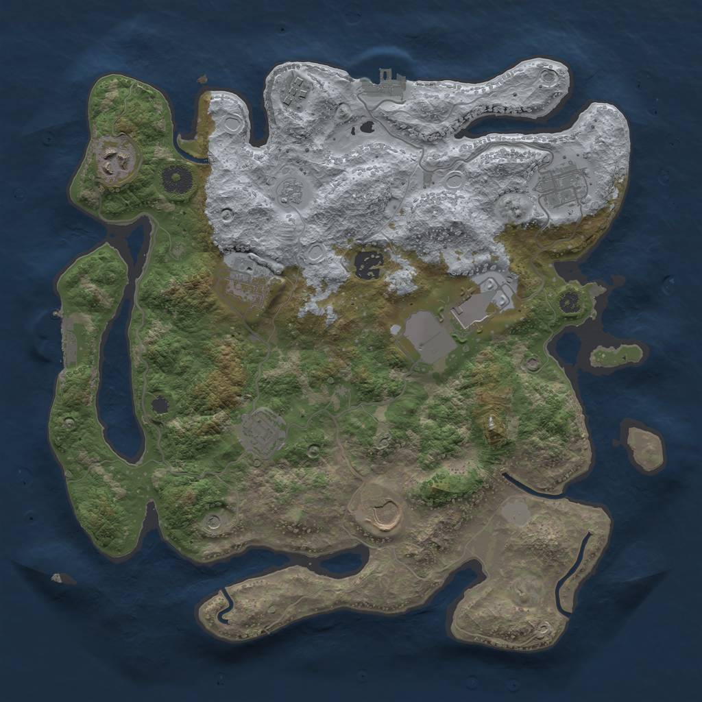Rust Map: Procedural Map, Size: 3500, Seed: 48713132, 17 Monuments