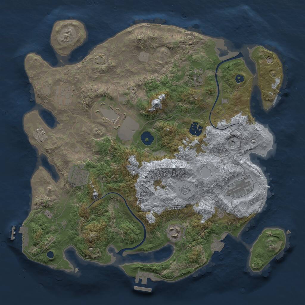 Rust Map: Procedural Map, Size: 3500, Seed: 18133220, 14 Monuments