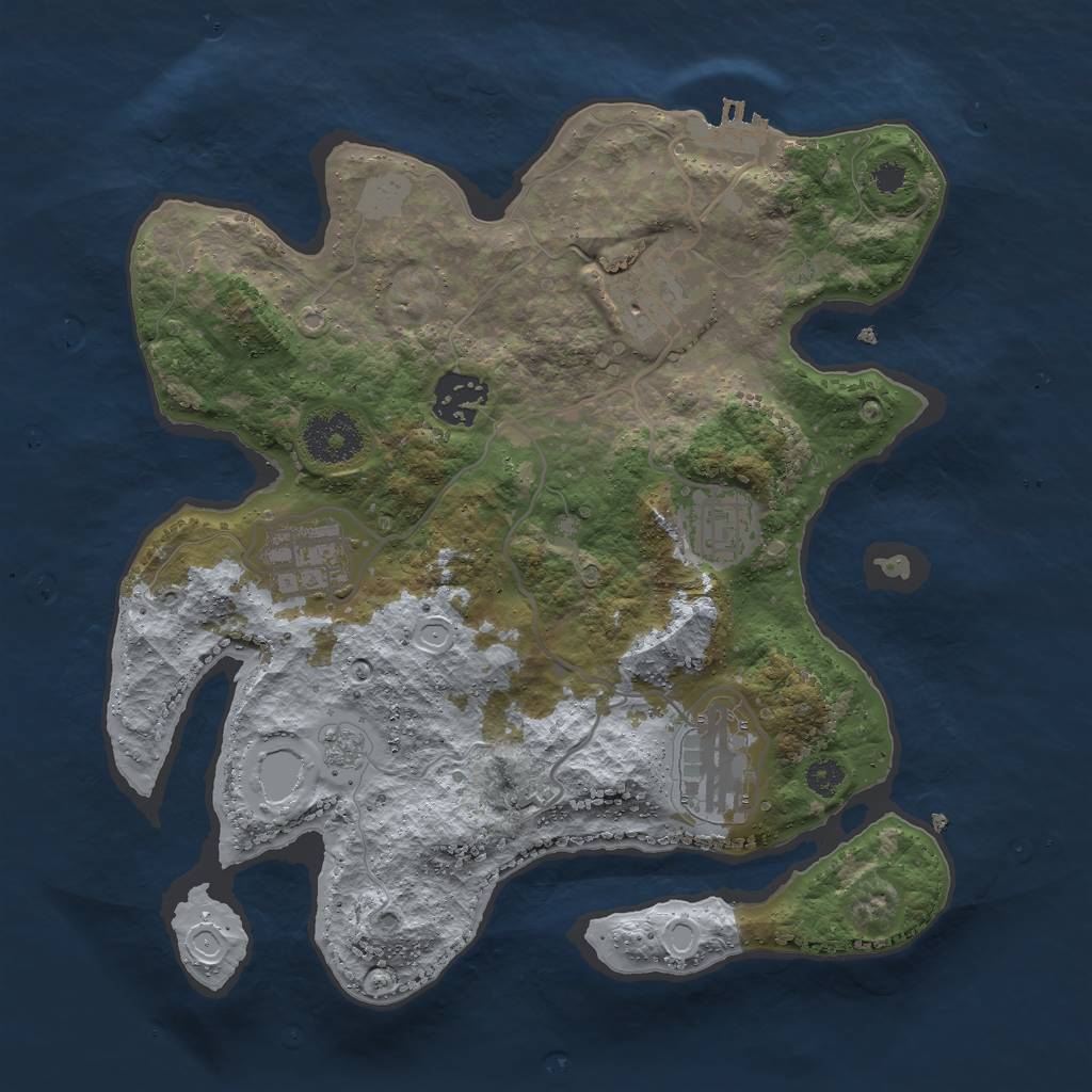 Rust Map: Procedural Map, Size: 3000, Seed: 26981, 12 Monuments