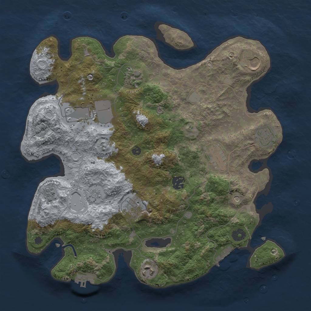 Rust Map: Procedural Map, Size: 3500, Seed: 69491876, 18 Monuments