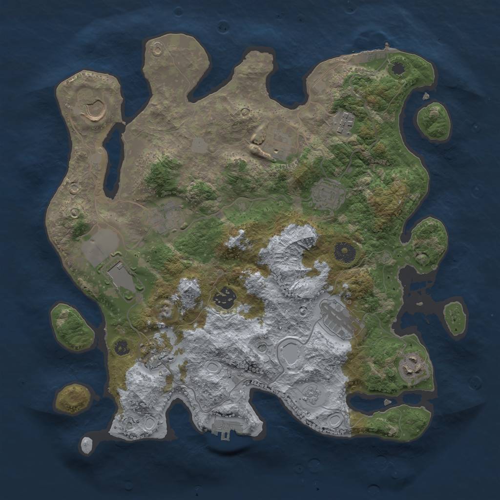 Rust Map: Procedural Map, Size: 3500, Seed: 30838318, 19 Monuments