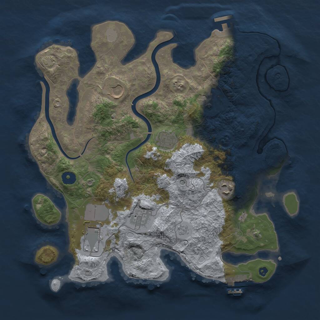 Rust Map: Procedural Map, Size: 3500, Seed: 30838318, 12 Monuments
