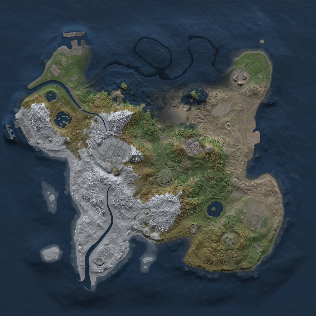 Rust Map: Procedural Map, Size: 3000, Seed: 889972047, 11 Monuments
