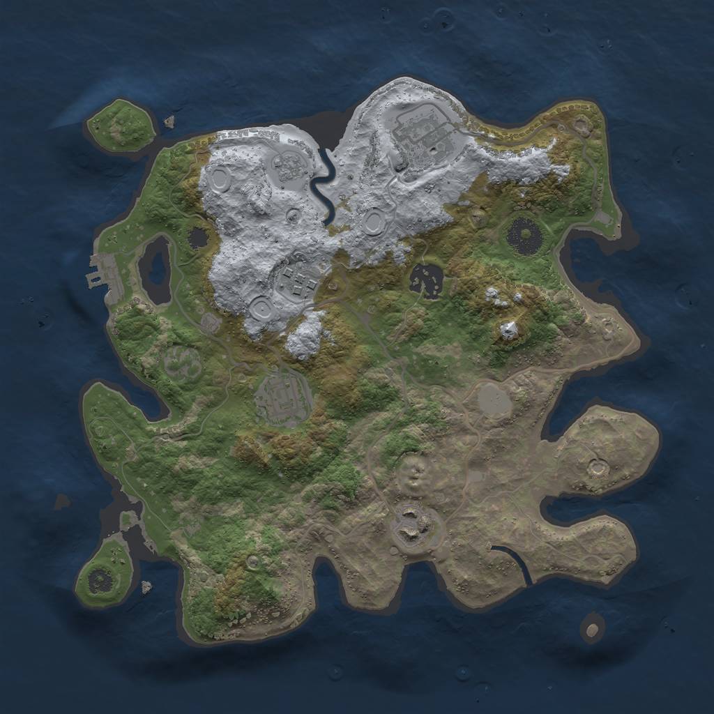 Rust Map: Procedural Map, Size: 3000, Seed: 86928, 12 Monuments