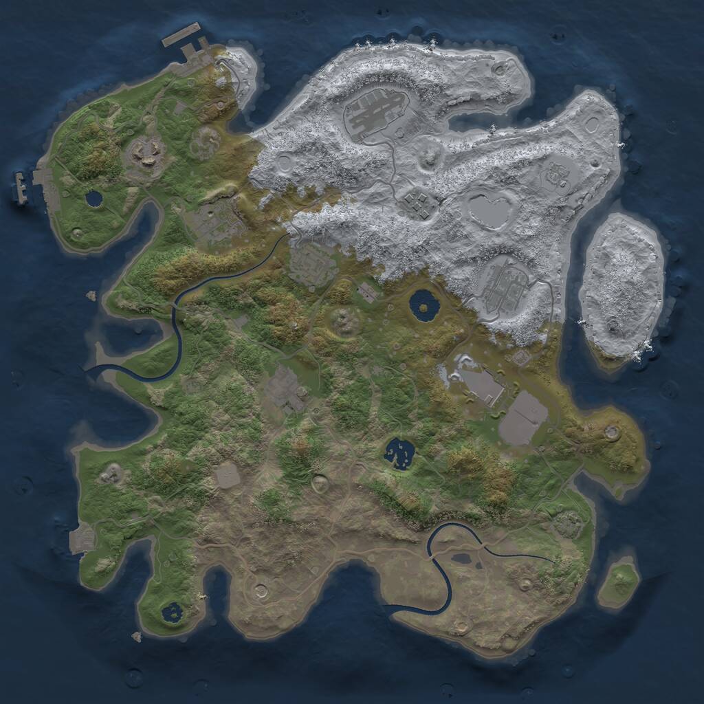 Rust Map: Procedural Map, Size: 3500, Seed: 52824488, 15 Monuments