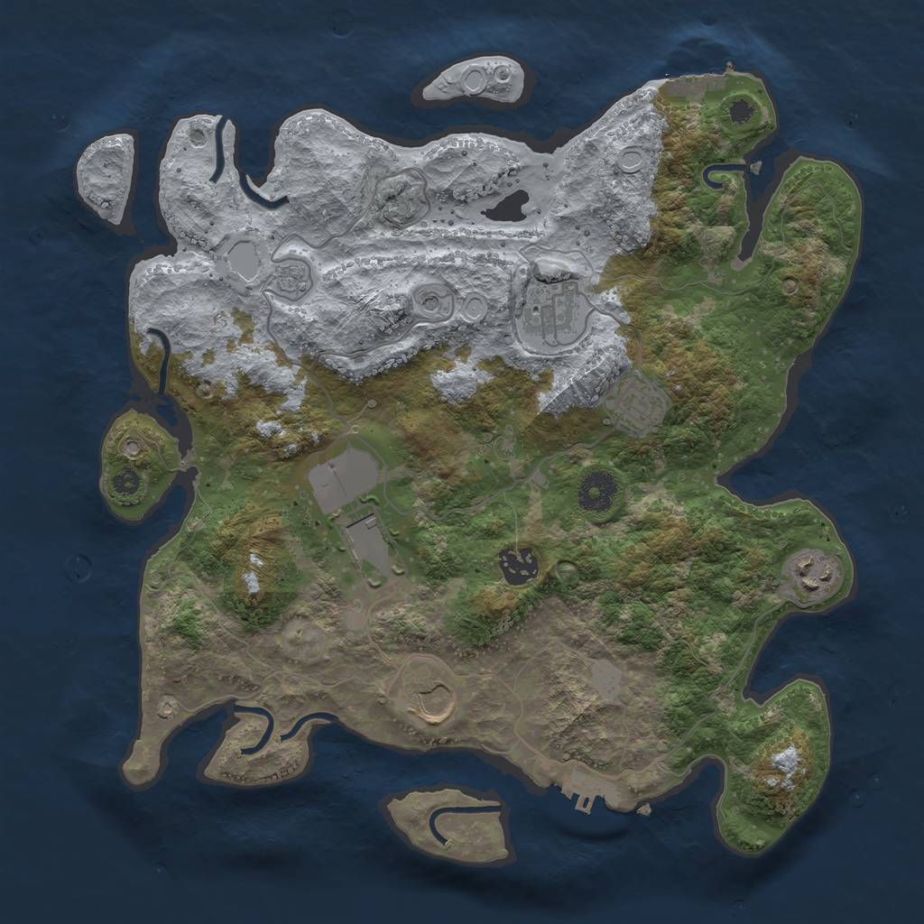 Rust Map: Procedural Map, Size: 3500, Seed: 684652, 15 Monuments