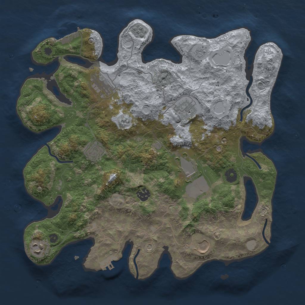Rust Map: Procedural Map, Size: 3500, Seed: 6364809, 17 Monuments