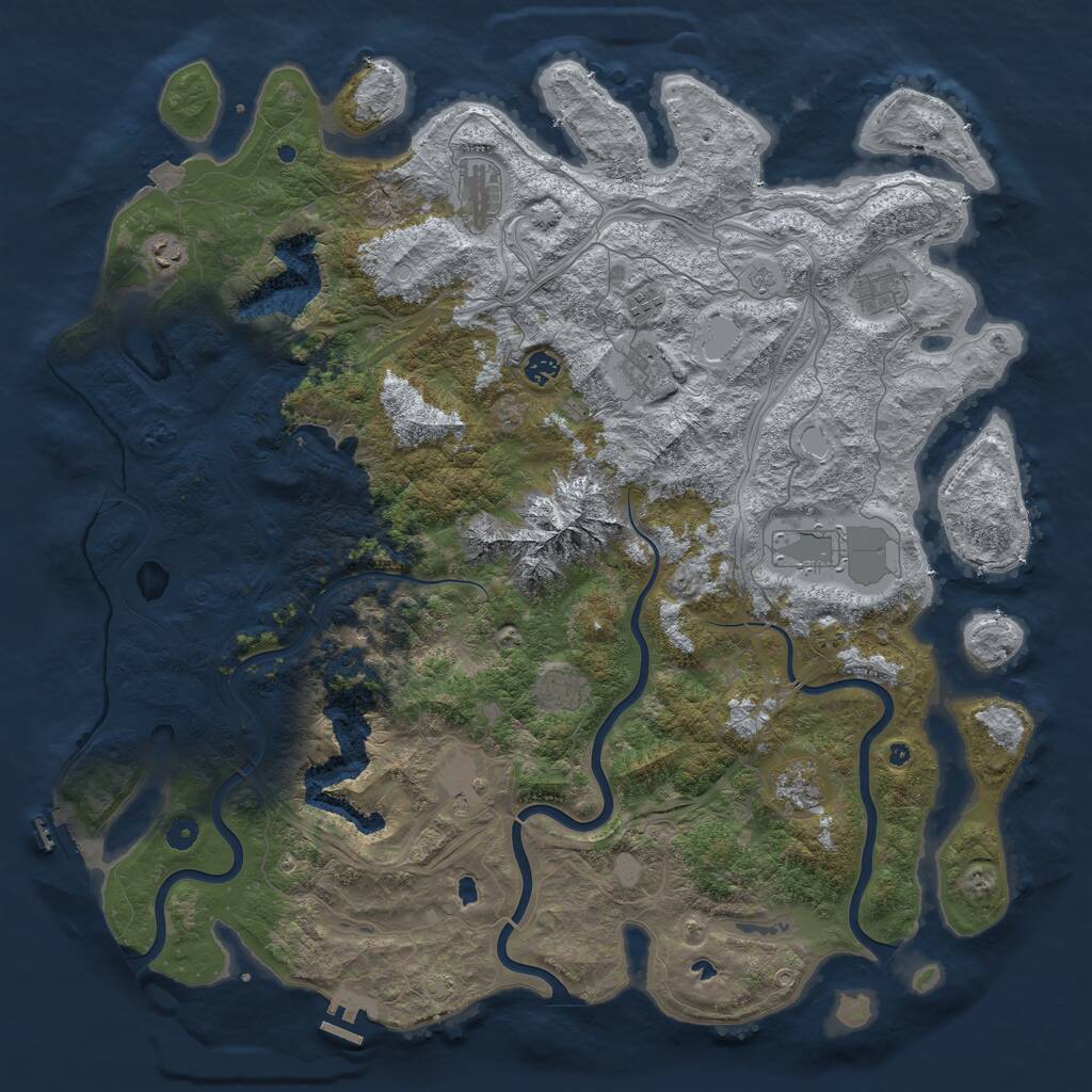 Rust Map: Procedural Map, Size: 5000, Seed: 9040, 16 Monuments
