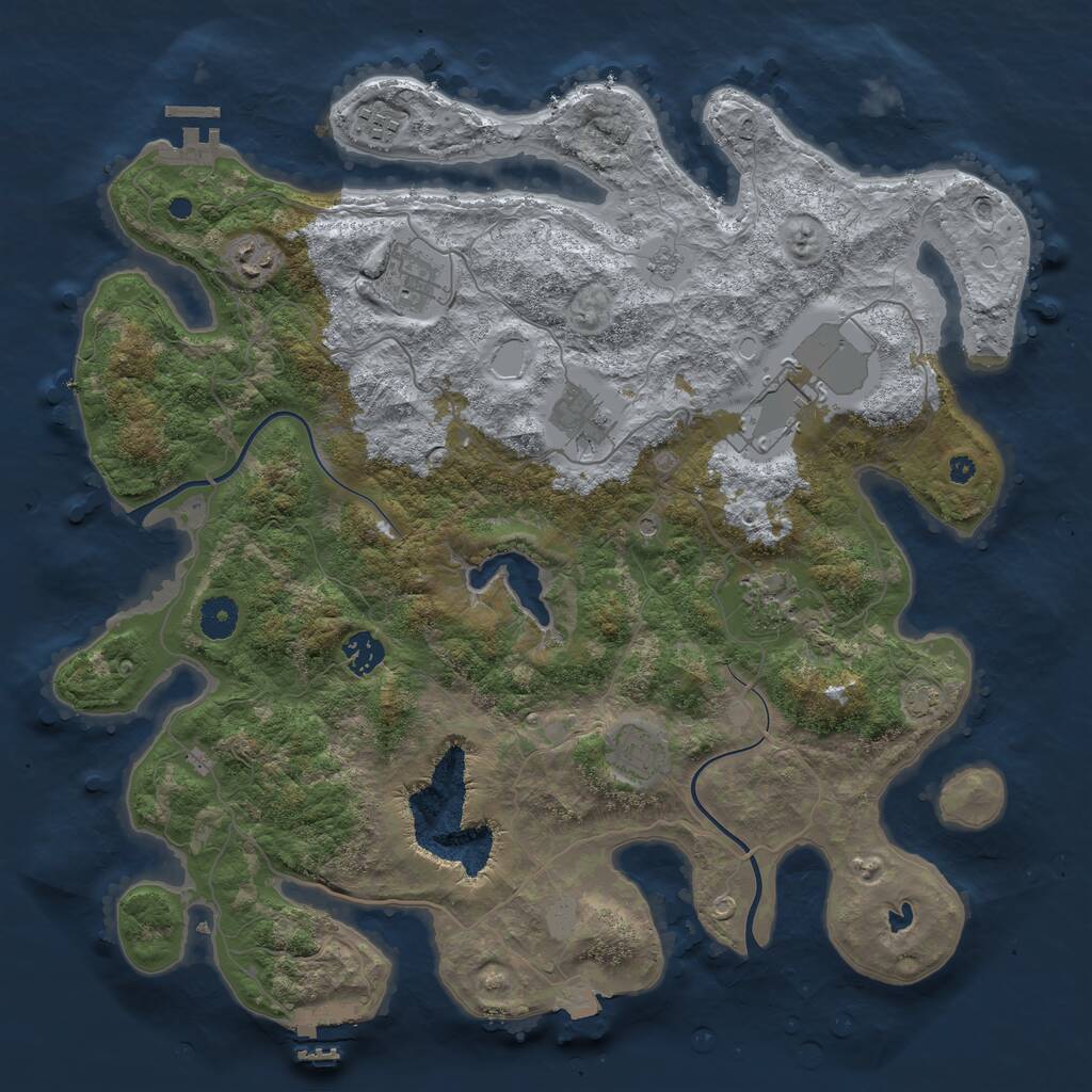 Rust Map: Procedural Map, Size: 4000, Seed: 5385, 14 Monuments