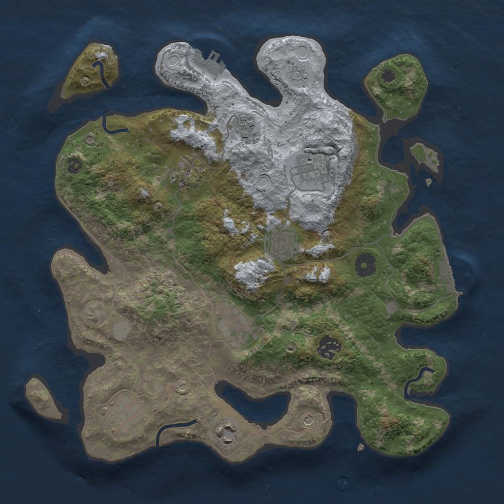 Rust Map: Procedural Map, Size: 3300, Seed: 164887741, 17 Monuments