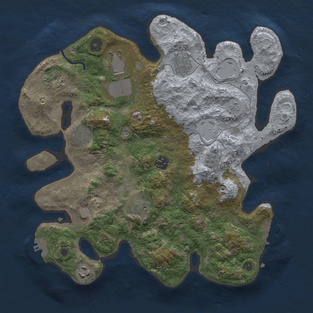 Rust Map: Procedural Map, Size: 3500, Seed: 70428564, 17 Monuments