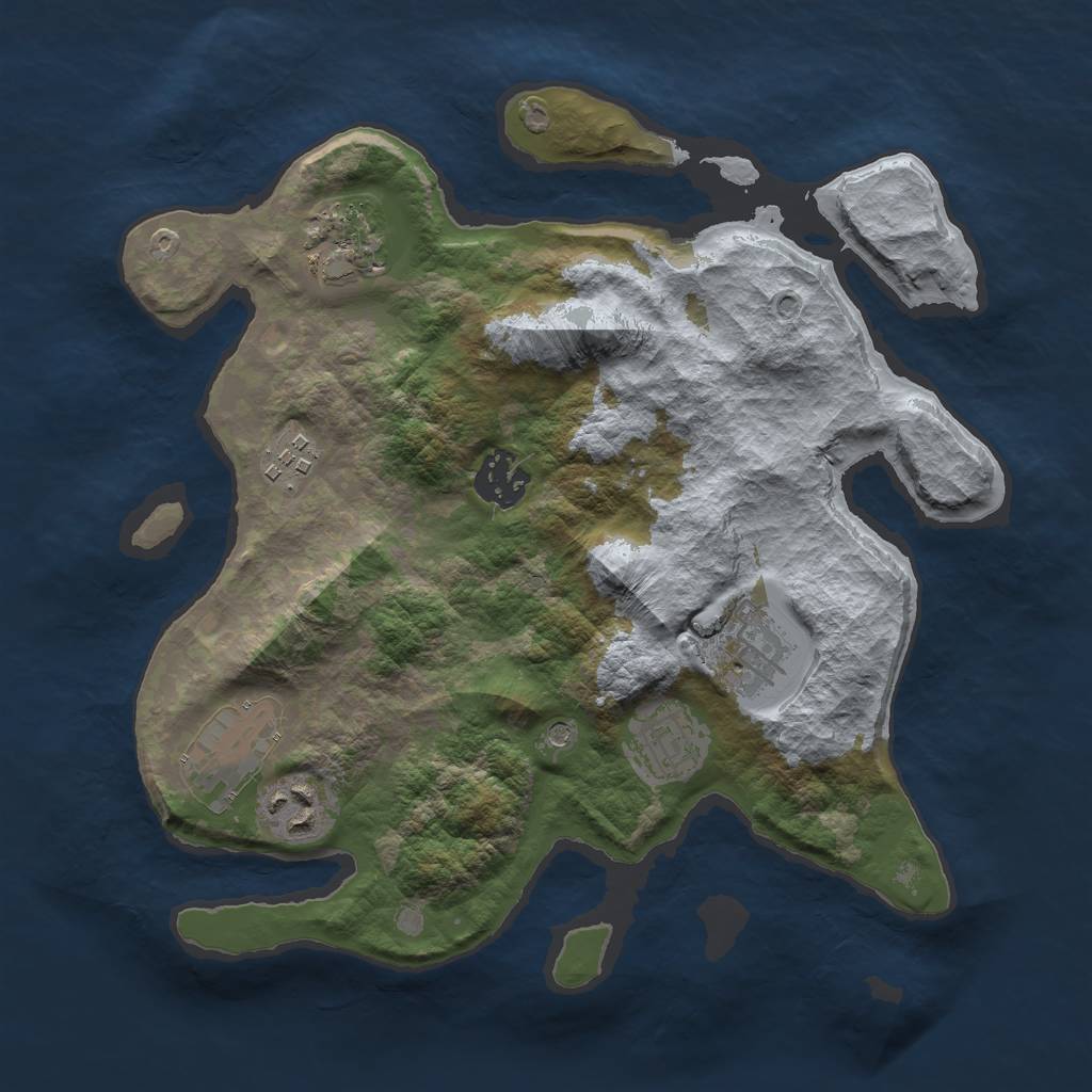 Rust Map: Barren, Size: 3000, Seed: 650160695, 10 Monuments