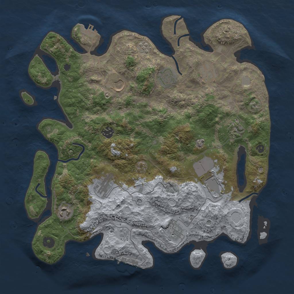 Rust Map: Procedural Map, Size: 3700, Seed: 1050315417, 19 Monuments