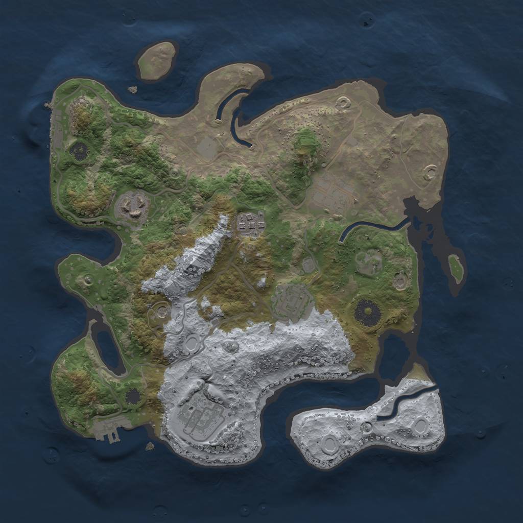 Rust Map: Procedural Map, Size: 3000, Seed: 65643, 13 Monuments