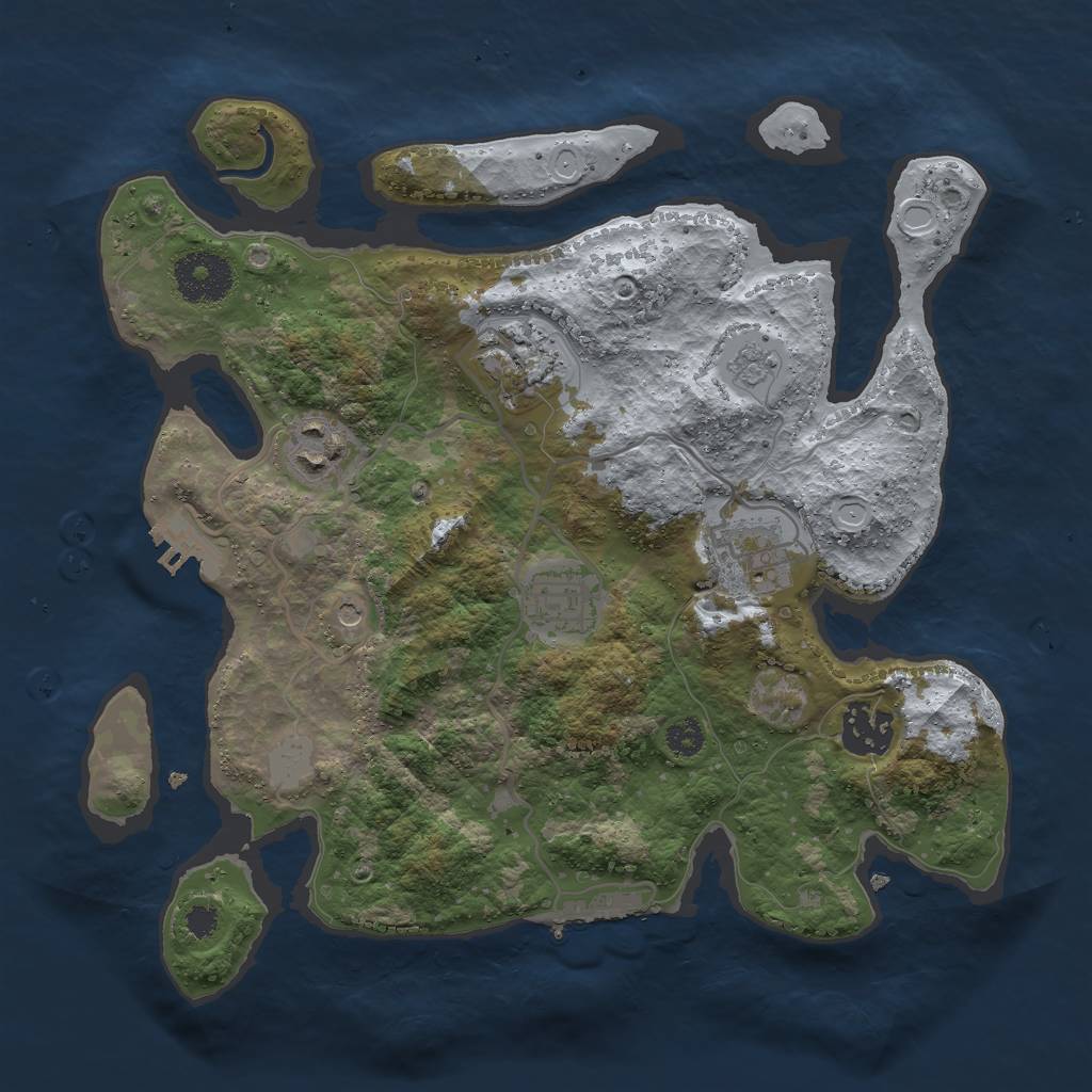 Rust Map: Procedural Map, Size: 3000, Seed: 847255795, 14 Monuments