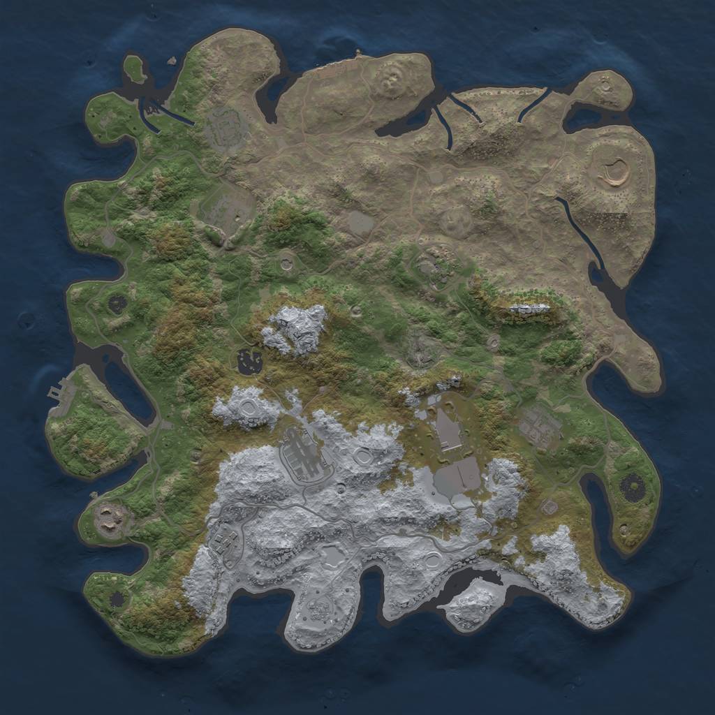 Rust Map: Procedural Map, Size: 4000, Seed: 423337817, 19 Monuments