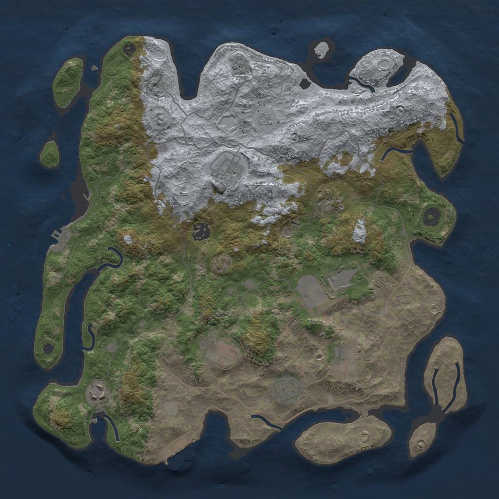 Rust Map: Procedural Map, Size: 4000, Seed: 456792640, 18 Monuments