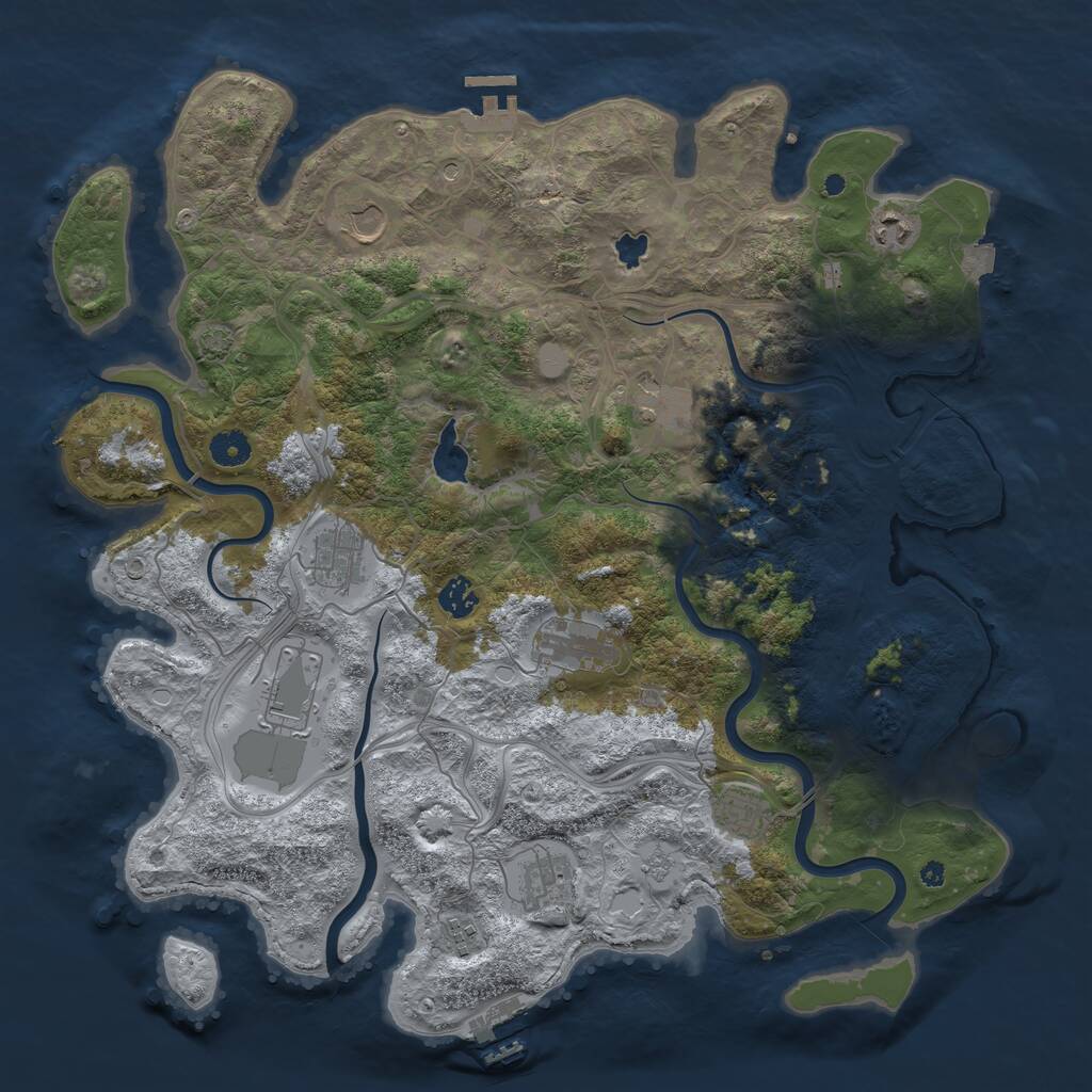Rust Map: Procedural Map, Size: 4250, Seed: 87106217, 16 Monuments