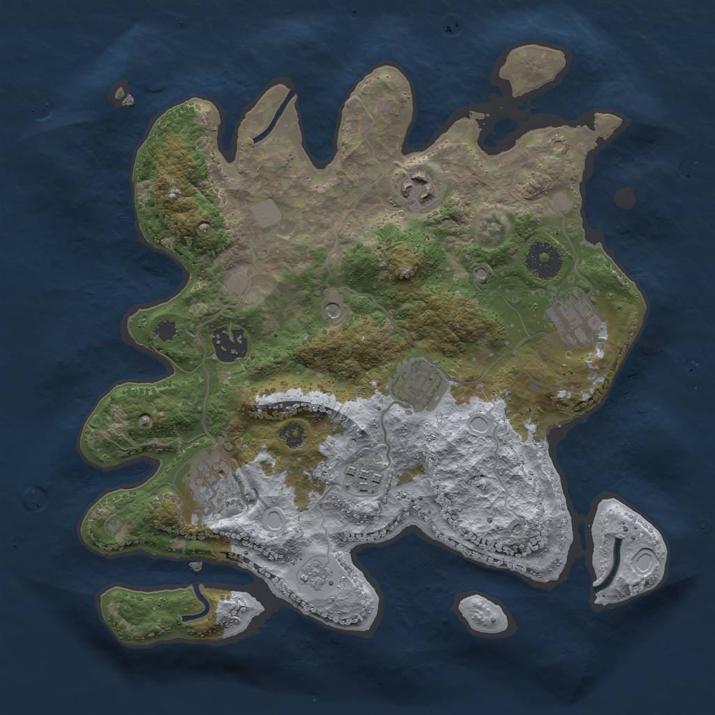 Rust Map: Procedural Map, Size: 3000, Seed: 461528405, 13 Monuments