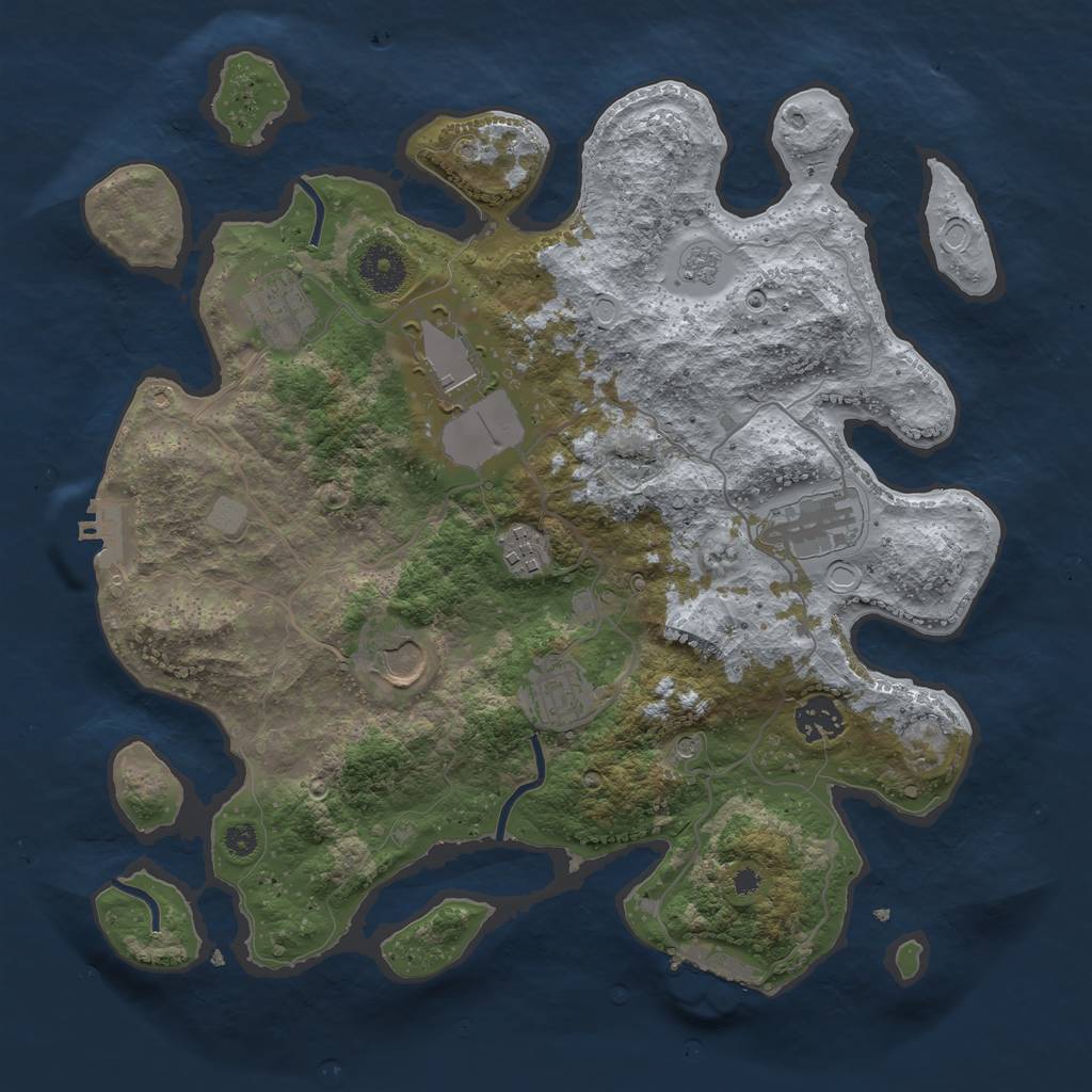 Rust Map: Procedural Map, Size: 3500, Seed: 933021169, 16 Monuments