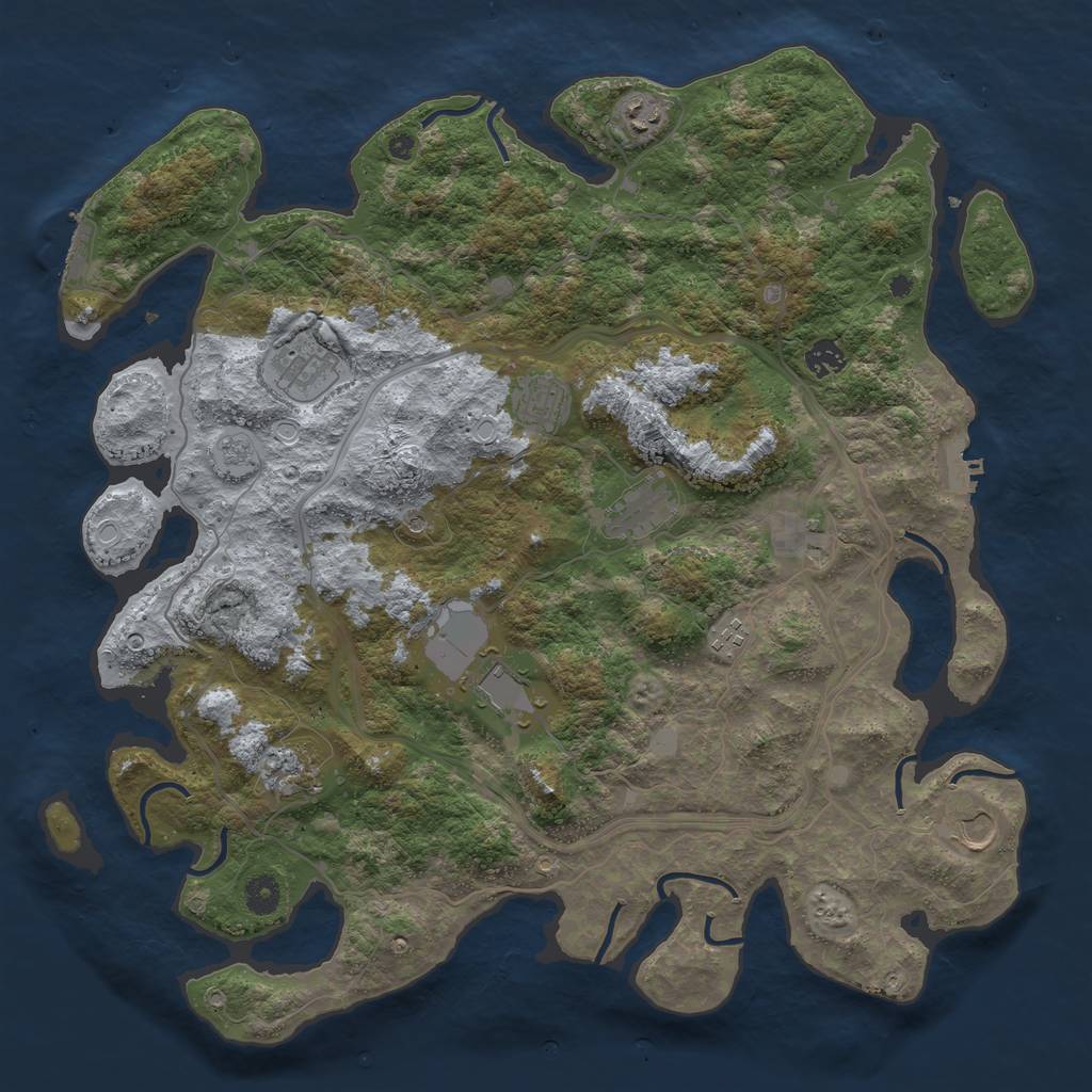 Rust Map: Procedural Map, Size: 4300, Seed: 1924084229, 19 Monuments