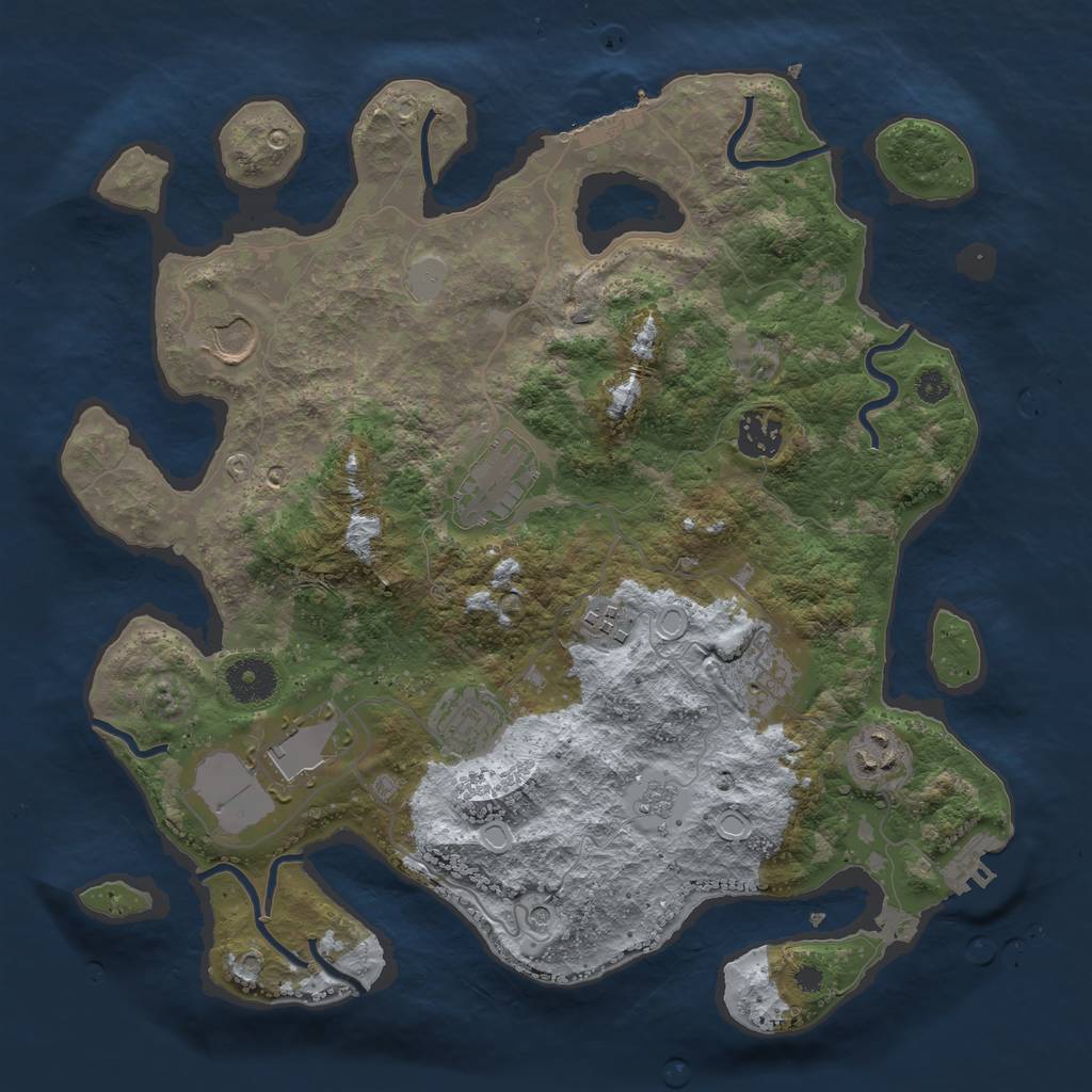 Rust Map: Procedural Map, Size: 3500, Seed: 2041163610, 17 Monuments