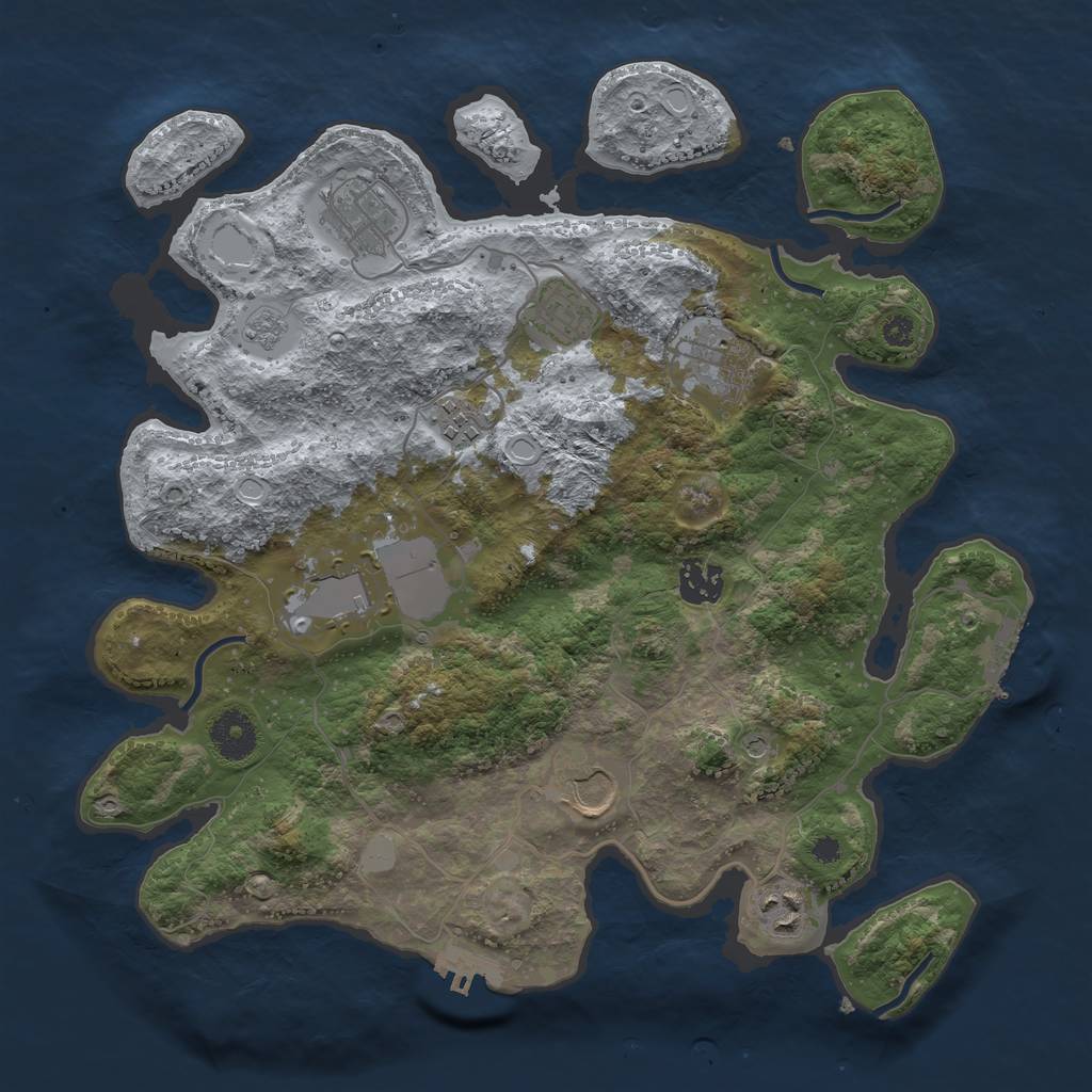 Rust Map: Procedural Map, Size: 3500, Seed: 3811543, 17 Monuments