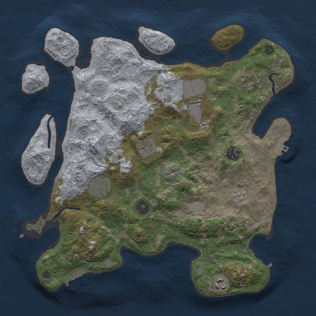 Rust Map: Procedural Map, Size: 3500, Seed: 39016483, 16 Monuments