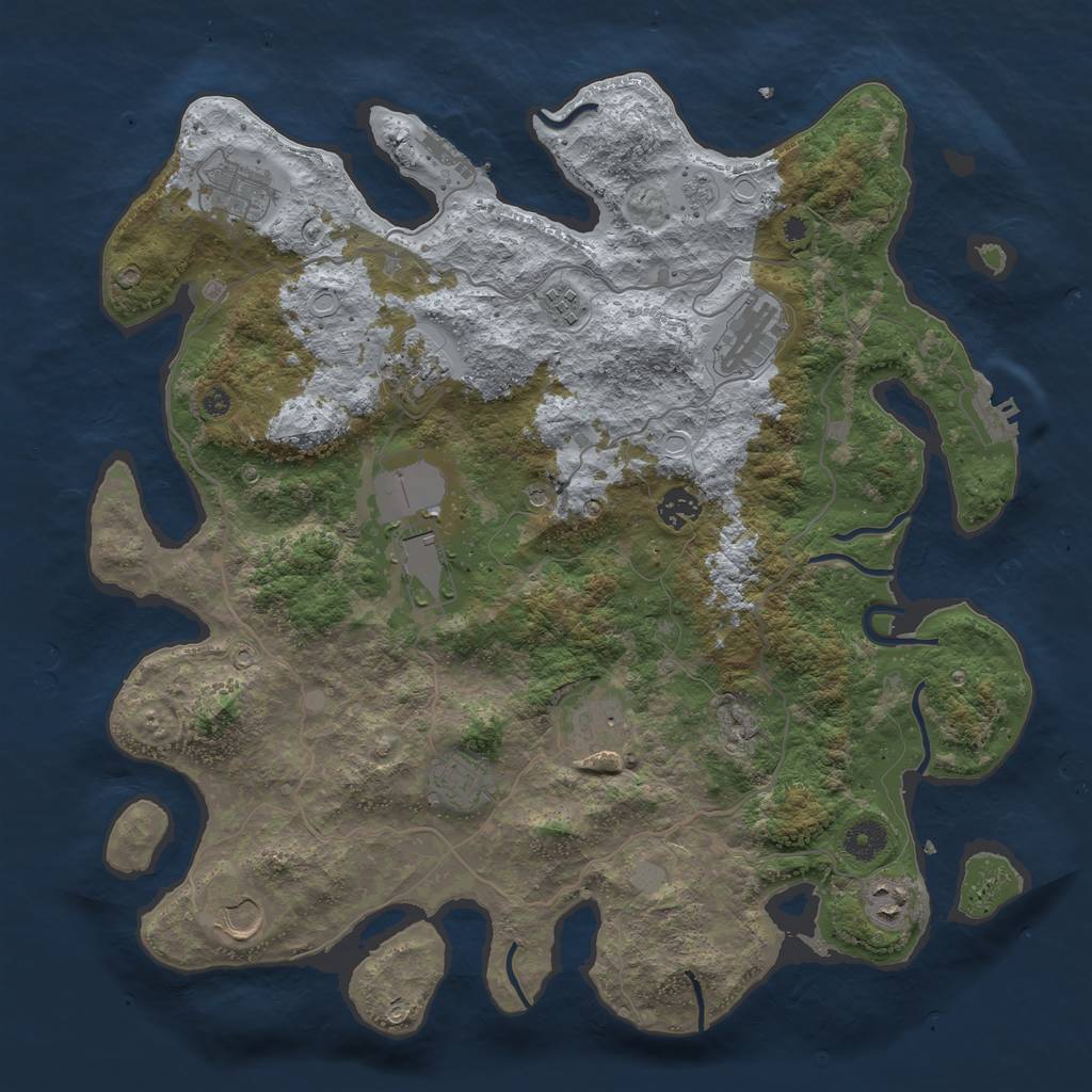 Rust Map: Procedural Map, Size: 4000, Seed: 1639620469, 19 Monuments