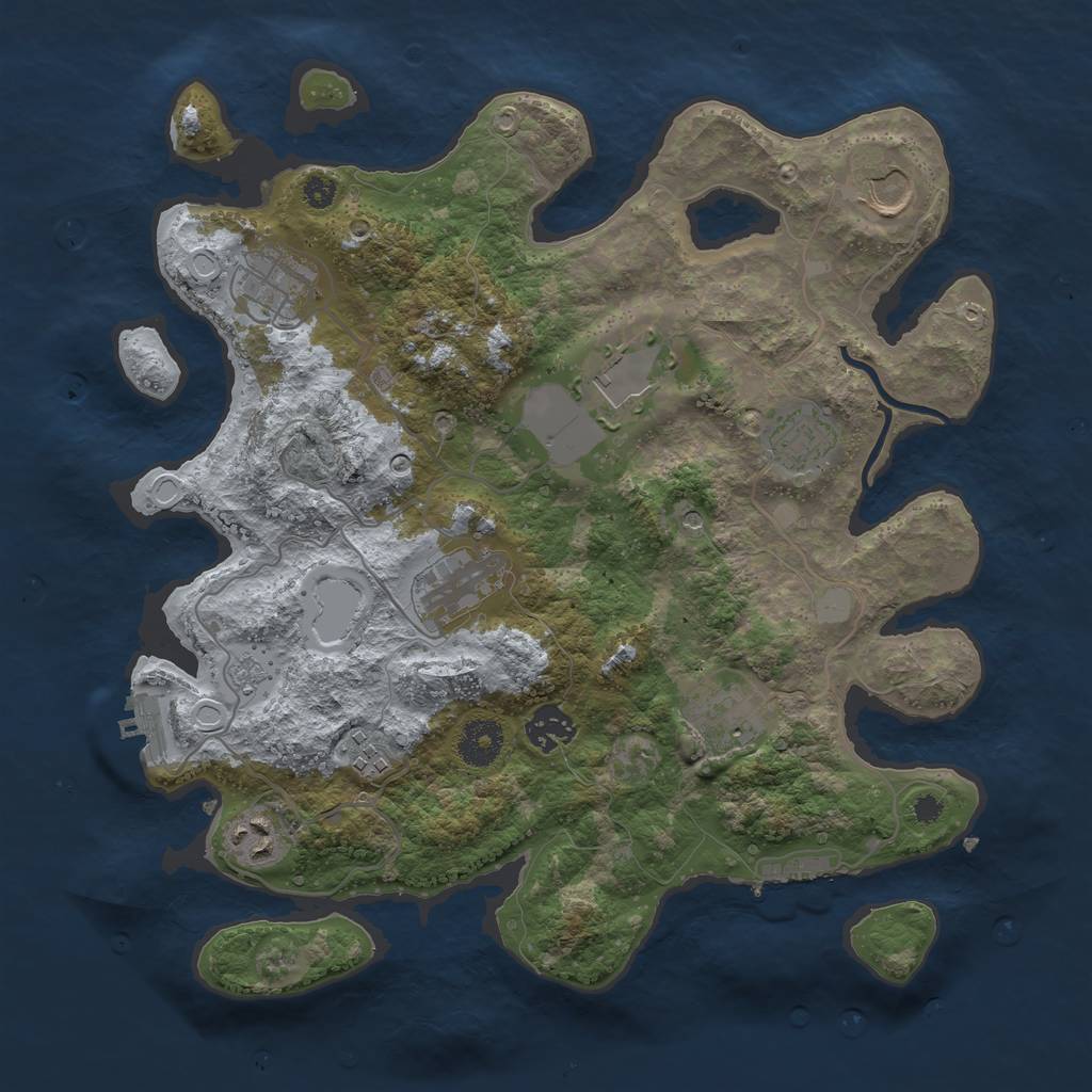 Rust Map: Procedural Map, Size: 3500, Seed: 951859539, 18 Monuments