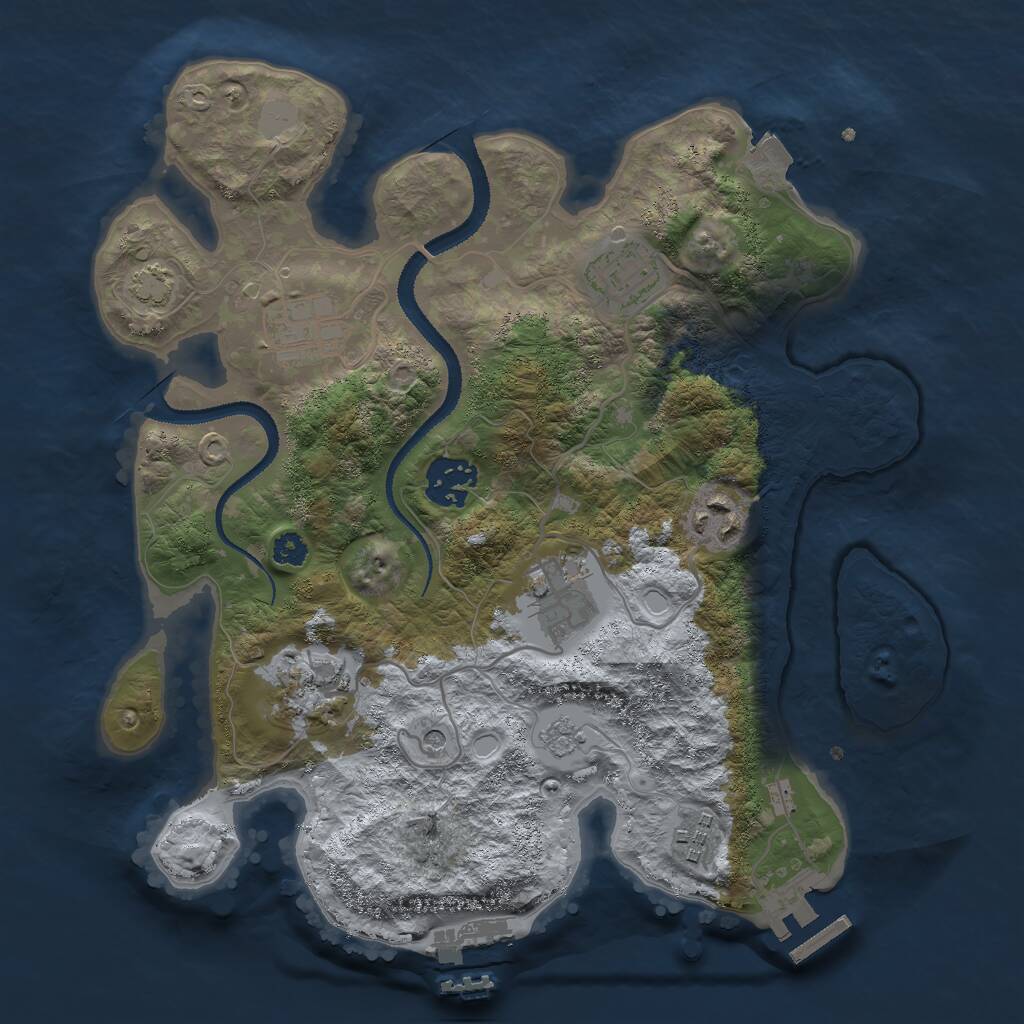 Rust Map: Procedural Map, Size: 3000, Seed: 61022, 13 Monuments