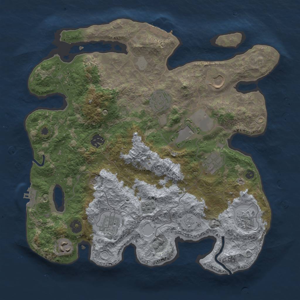 Rust Map: Procedural Map, Size: 3500, Seed: 443453, 18 Monuments