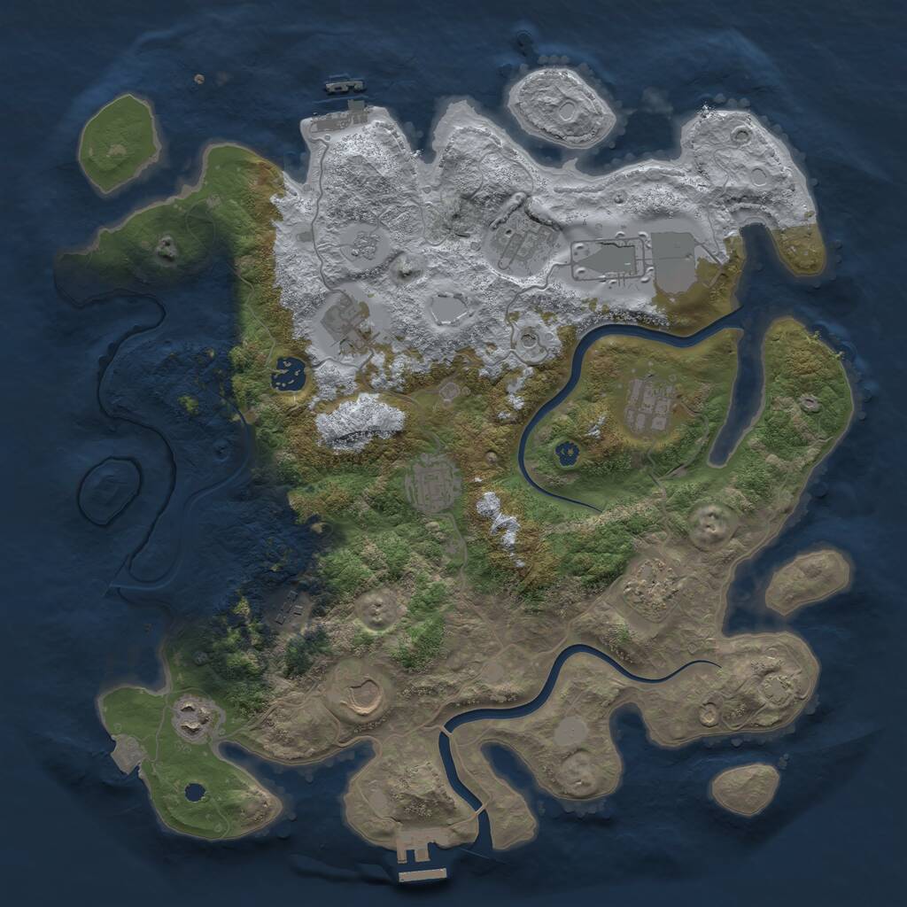 Rust Map: Procedural Map, Size: 3850, Seed: 84155945, 16 Monuments