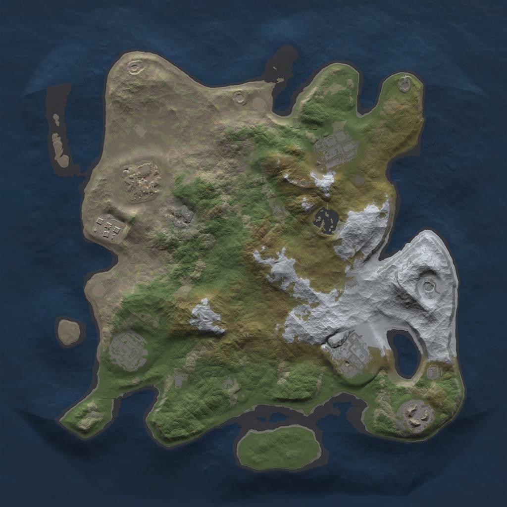 Rust Map: Barren, Size: 3000, Seed: 721627634, 10 Monuments