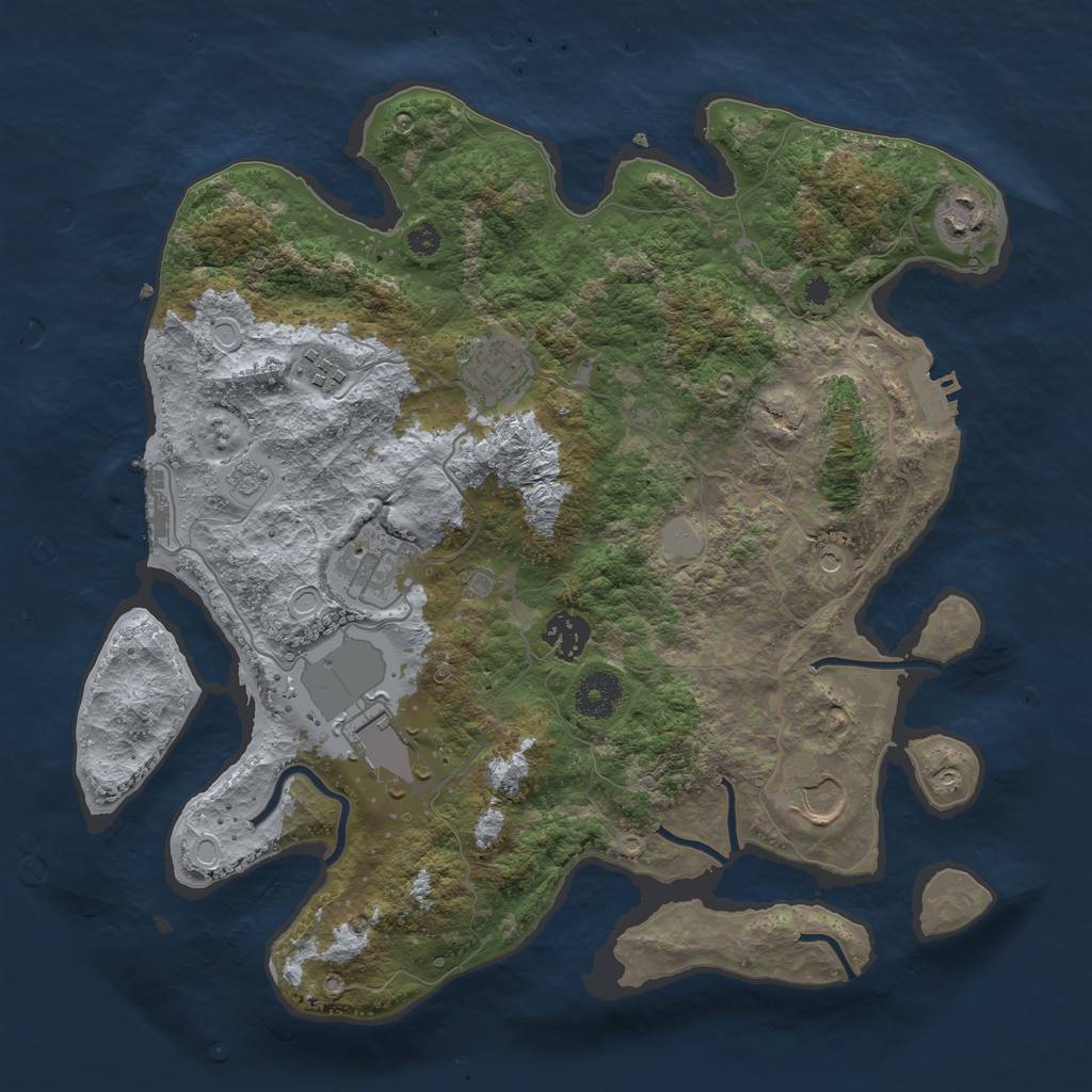 Rust Map: Procedural Map, Size: 3500, Seed: 124703, 16 Monuments