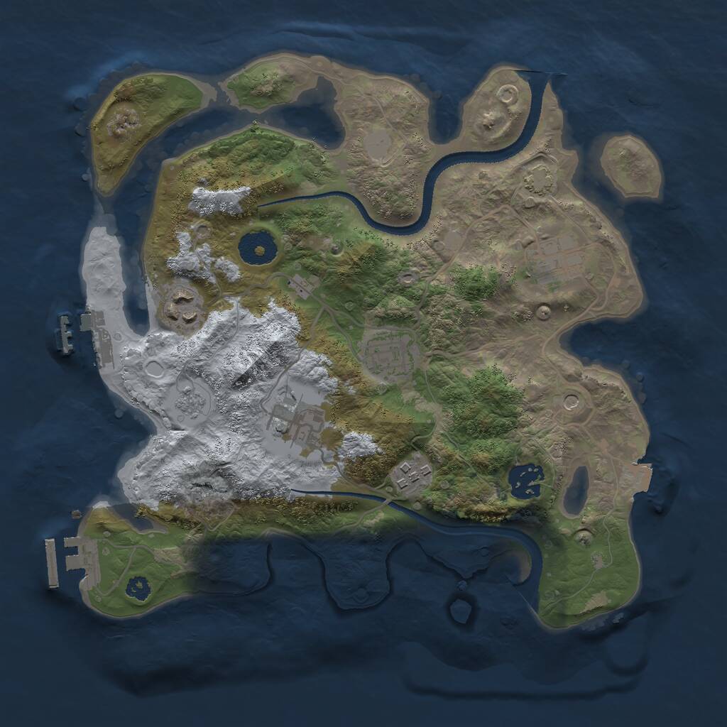 Rust Map: Procedural Map, Size: 3000, Seed: 1222922033, 12 Monuments