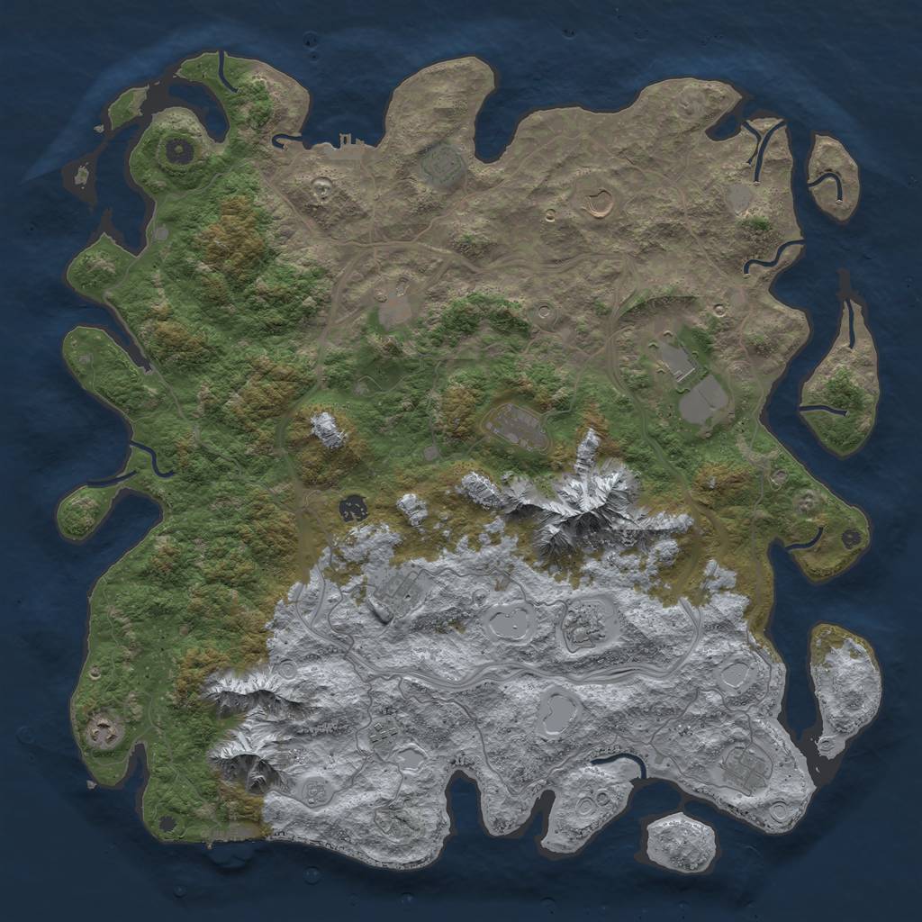 Rust Map: Procedural Map, Size: 5000, Seed: 6393850, 20 Monuments