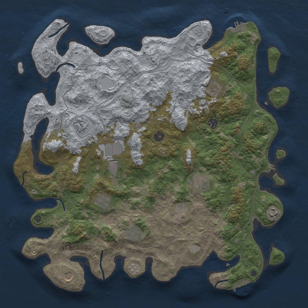 Rust Map: Procedural Map, Size: 4500, Seed: 529510144, 20 Monuments