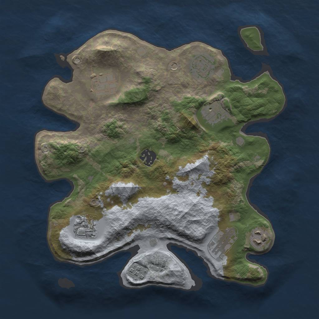 Rust Map: Barren, Size: 3000, Seed: 1458212247, 11 Monuments