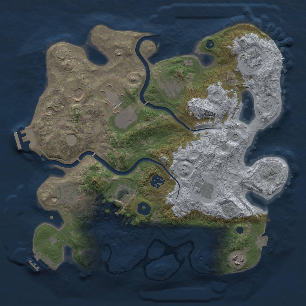 Rust Map: Procedural Map, Size: 3500, Seed: 1139051189, 16 Monuments