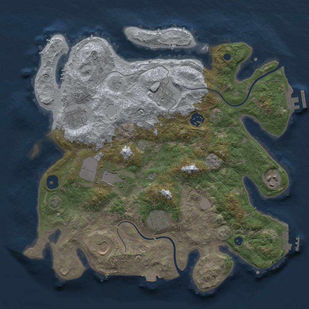 Rust Map: Procedural Map, Size: 3500, Seed: 1337749084, 14 Monuments